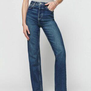 Reformation Cynthia High Rise Straight Long Jeans Blue - Size 27